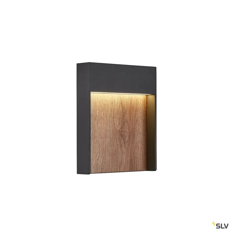 Neu SLV FLATT Outdoor LED Wandaufbauleuchte 3000K IP65 anthrazit/braun