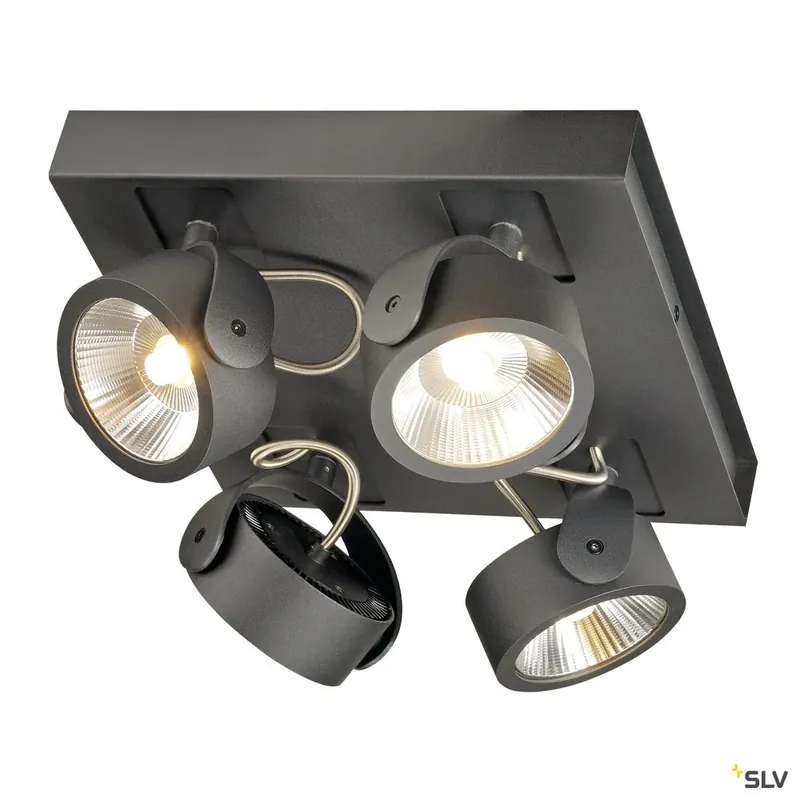 Echt SLV KALU LED 4 Wand- und Deckenleuchte, square, schwarz, 3000K, 60°