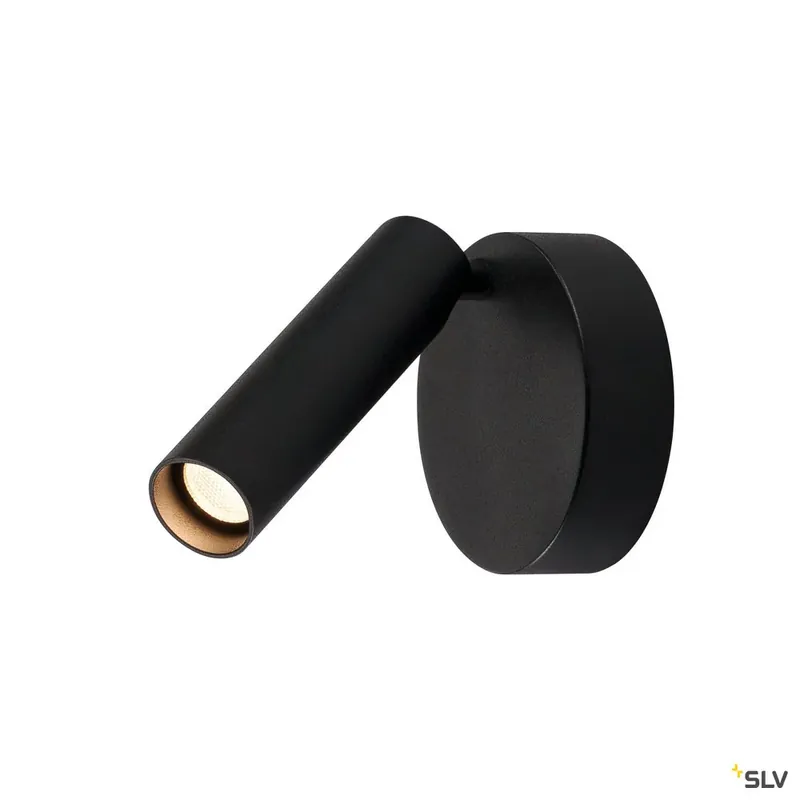 Neue Ware SLV MILAN Single Spot, Wand- und Deckenleuchte, rund, schwarz, 7,5W LED, 3000K, dimmbar