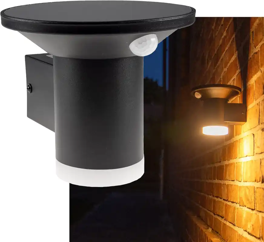 Sonderangebot LED Solar Wandleuchte "SWL-AS500" IP44, warmweiß 3000K, PIR Sensor