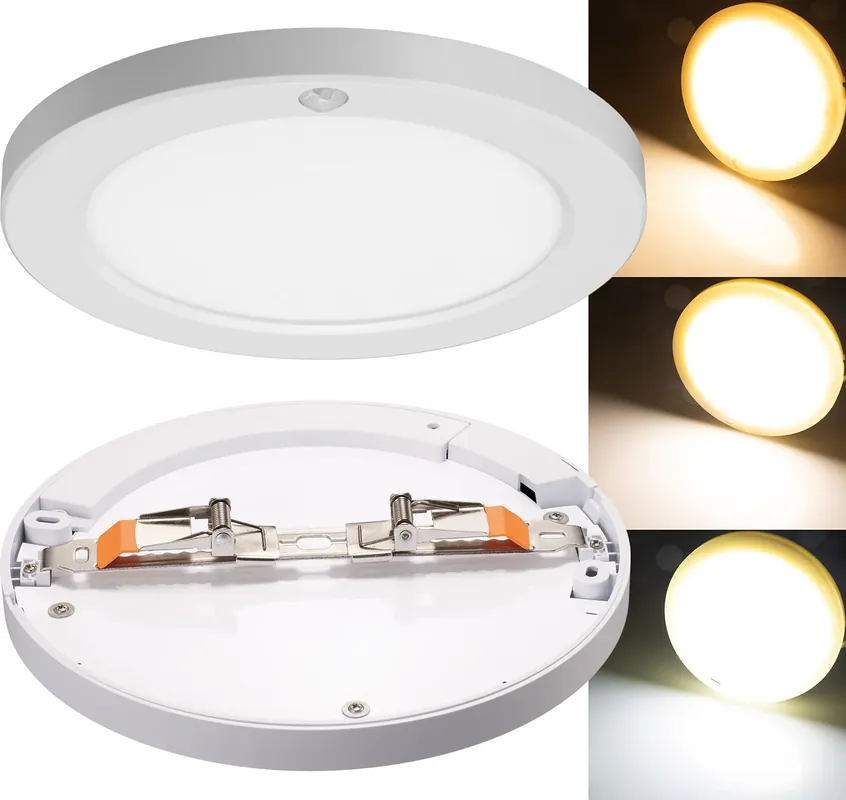 Preiswert LED Deckenleuchte "BUTON" mit PIR-Sensor Ø 23cm, 18W, 3000/4000/6000k