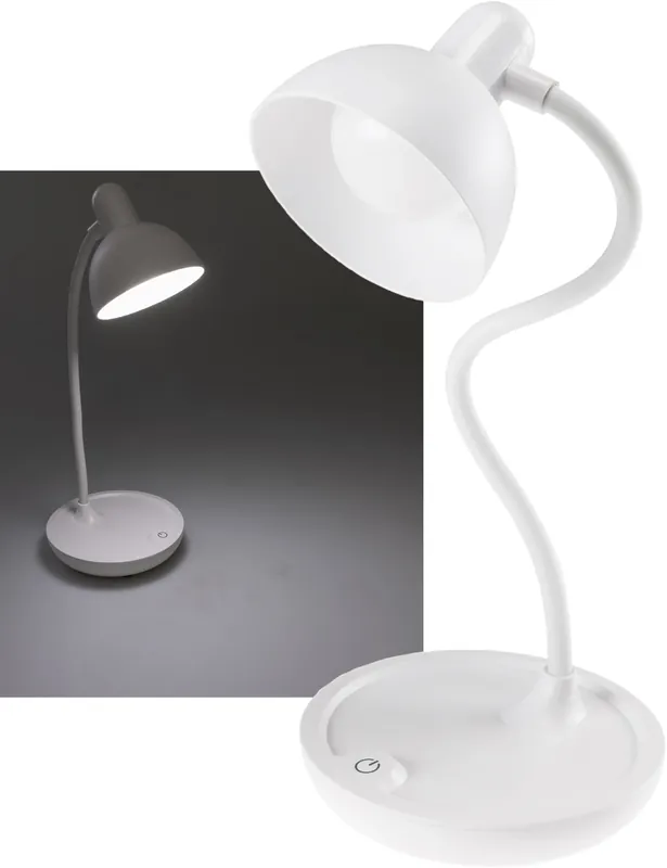 LED Tischleuchte mit Schwanenhals Batterie, dimmbar, warmweiß, Weiß Nur Für Kurze Zeit