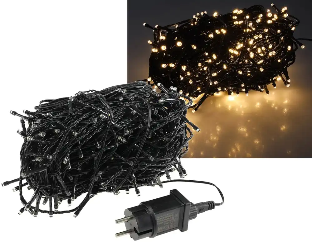Schnäppchen LED Aussen-Lichterkette "CT-ALK400" 40m warmweiß, Kabel schwarz, IP44, 400 LEDs