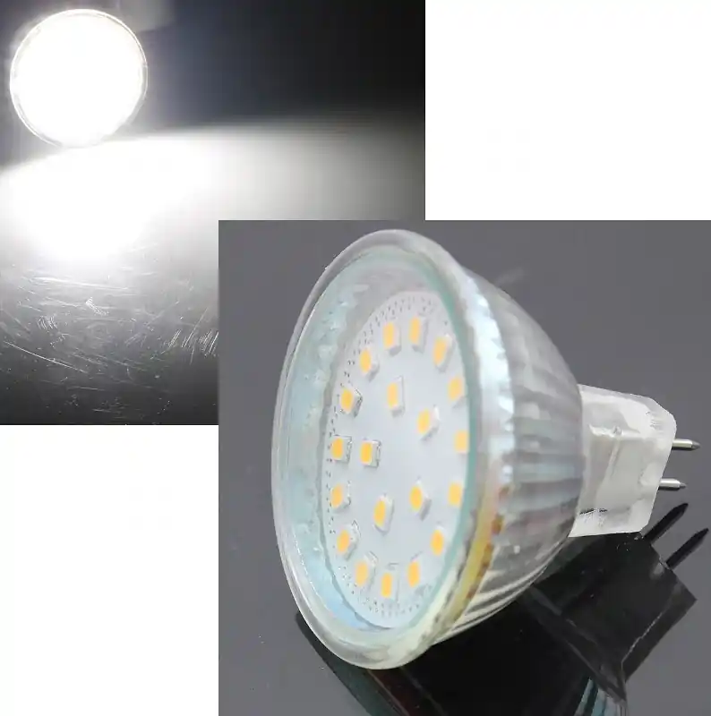 Billig LED Strahler MR16 "H55 SMD" 120°, 4000k, 420lm, 12V/5W, neutralweiß