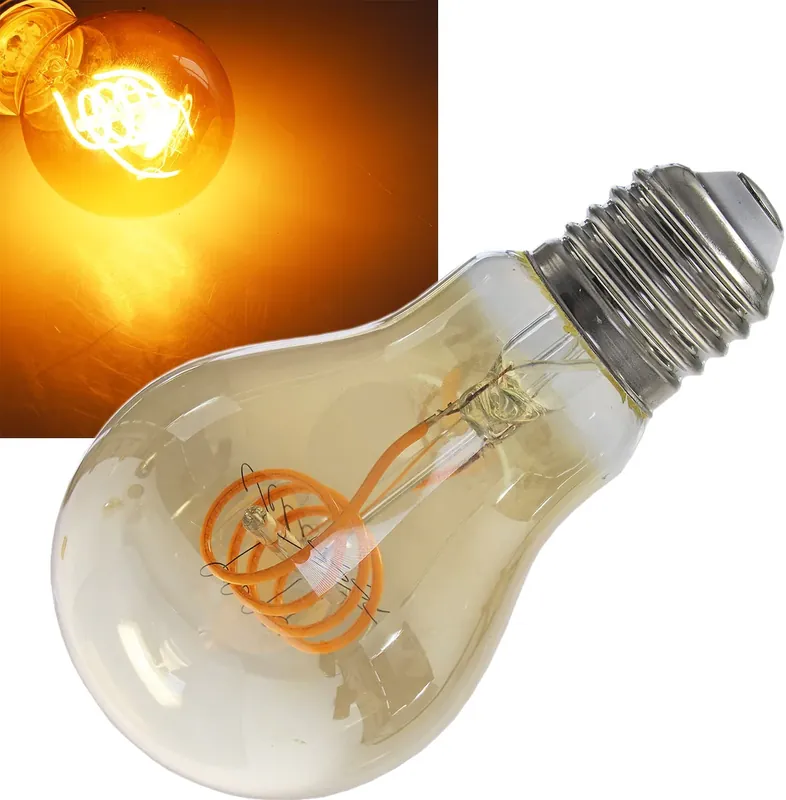 LED Glühlampe E27 "Vintage G70" 2000k, 280lm, 230V/4W, warmweiß/amber Neue Ware
