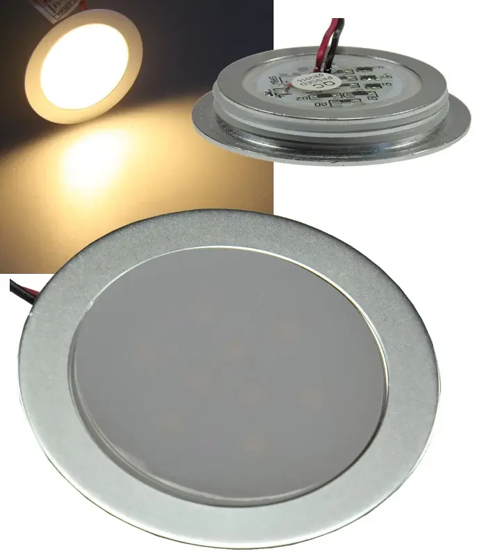 LED Einbauleuchte "EBL Slim WW" IP67, 9 LEDs, Alu matt, warmweiß, Ø55mm Echt