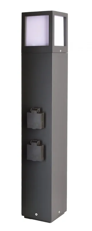 Stehleuchte Facado Socket Dunkelgrau E27 Aluminium IP54 inkl 2 Steckdosen Beliebt