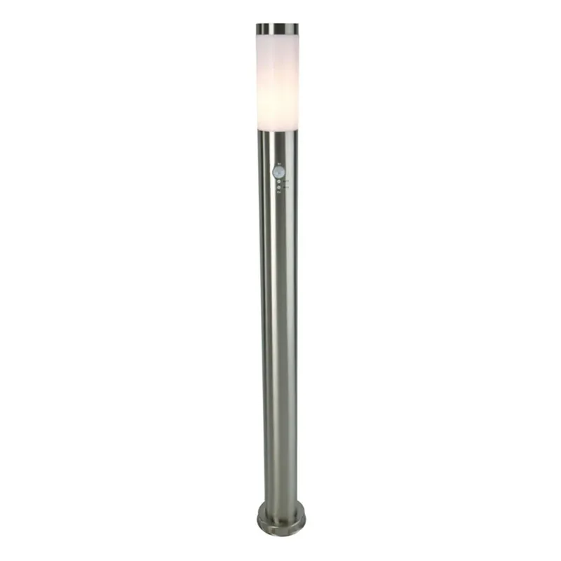 Begrenztes Angebot Stehleuchte Nova mit Bewegungsmelder silberfarben Edelstahl 110cm E27 Outdoor Gartenleuchte