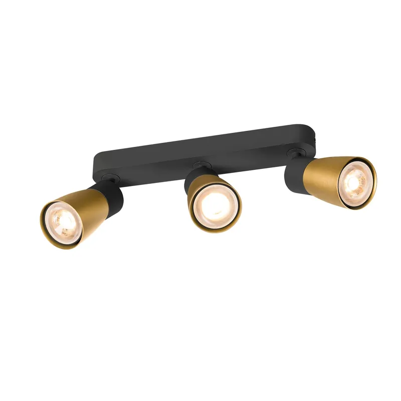 Highlight PURI 2.0 Dome, Wand- und Deckenaufbauleuchte, long, 3 x max. 6 W GU10, schwarz / gold