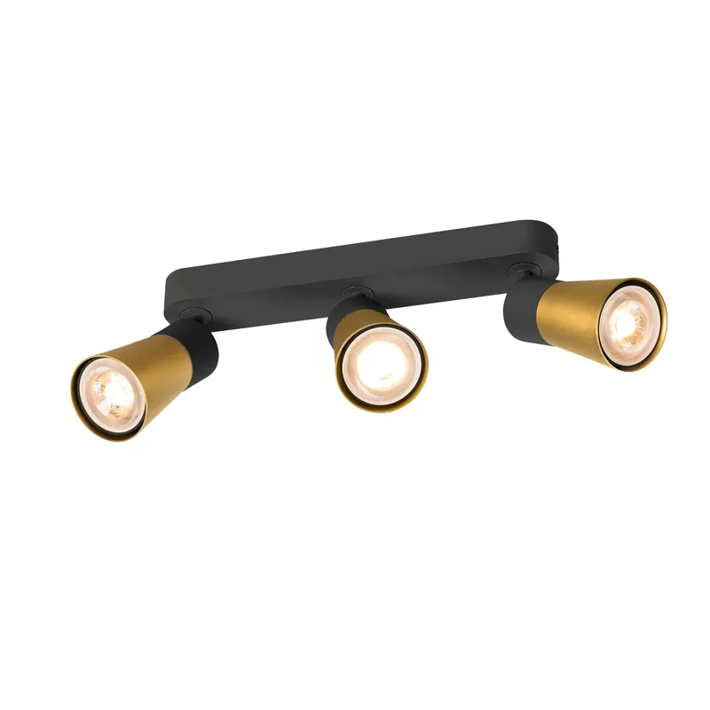 Abverkauf PURI 2.0 Cone, Wand- und Deckenaufbauleuchte, long, 3 x max. 6 W GU10, schwarz / gold