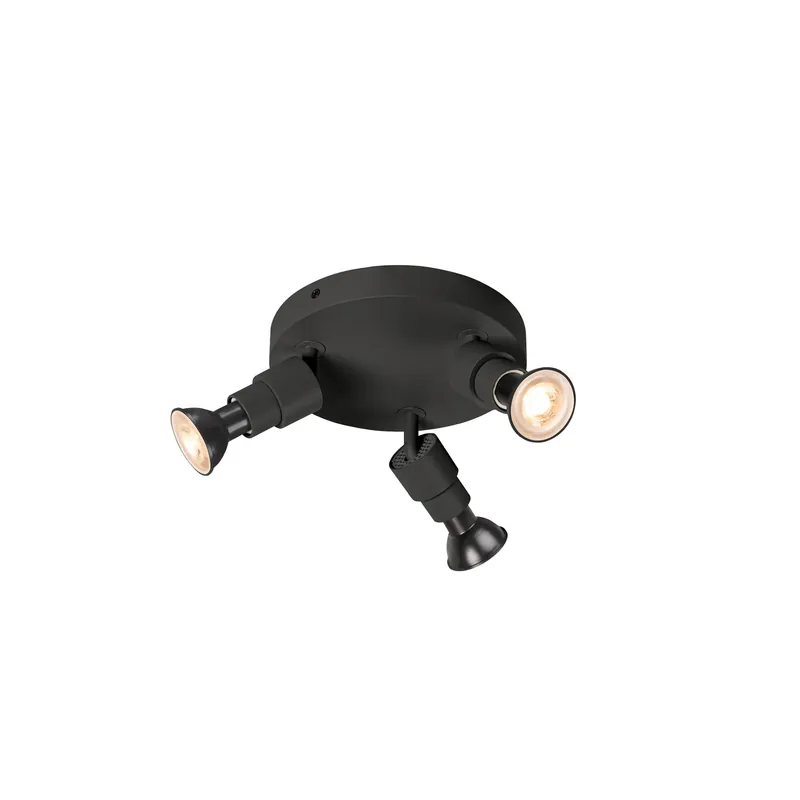 PURI 2.0 Basic, Wand- und Deckenaufbauleuchte, rund, 3 x max. 6 W GU10, schwarz Beliebt
