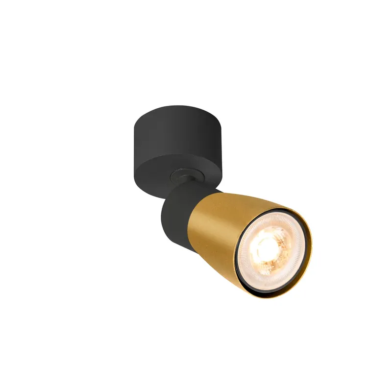 PURI 2.0 Dome, Wand- und Deckenaufbauleuchte, 1x max. 6 W GU10, schwarz / gold Super-Preis
