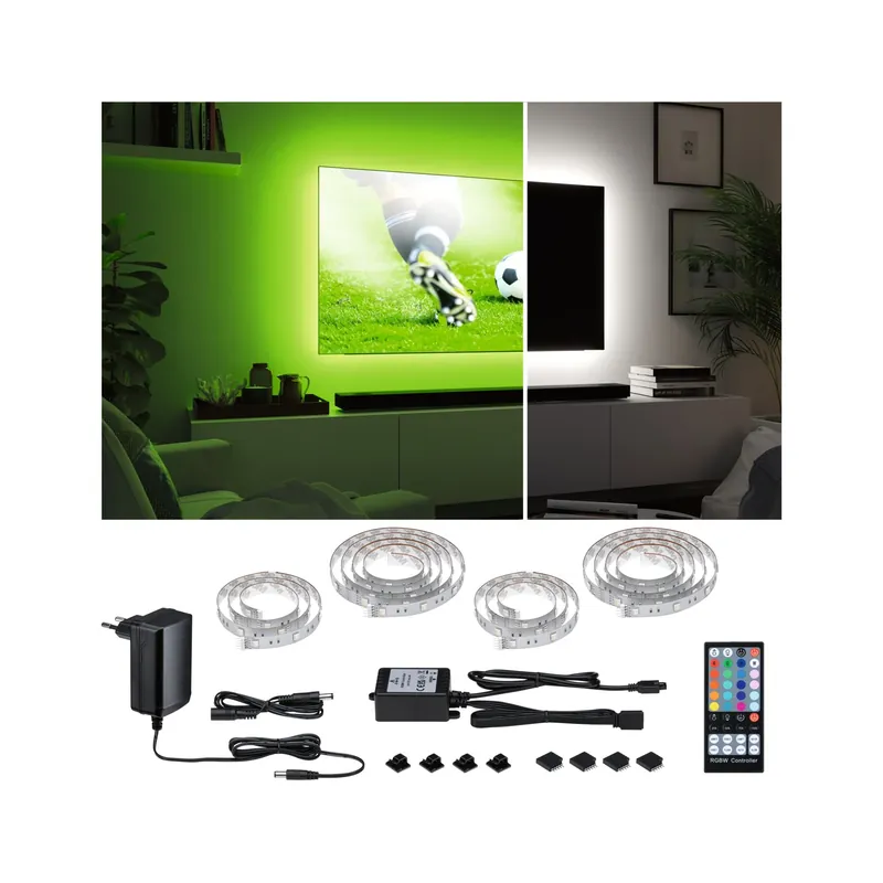 Paulmann MaxLED 250 LED Strip TV Comfort Basisset 55 Zoll 3,6m 20,5W 277lm/m 30LEDs/m RGBW+ 24VA Kostenloser Rückversand