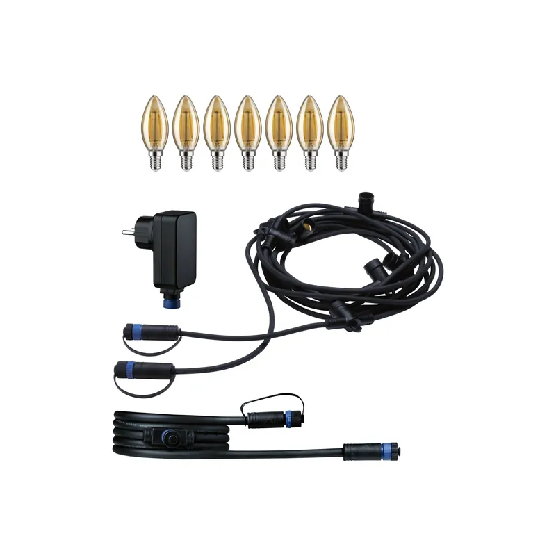 Paulmann Bundle Plug & Shine LED Lichterkette Classic IP44 1900K 7x2W Schwarz Solange Der Vorrat Reicht