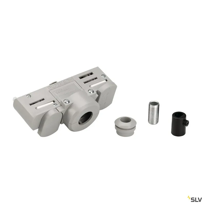 Zertifiziert SLV EUTRAC 3-Phasen Stromschienen- adapter, grau inkl. Montagezubehör