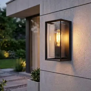 Neu meineWunschleuchte LED Außenwandleuchte Laterne aus Aluminium in Schwarz, Höhe 25cm