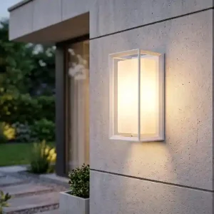 meineWunschleuchte LED Außenwandleuchte Laterne aus Aluminium in Weiß, Höhe 25cm Top-Angebot