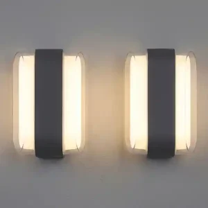 meineWunschleuchte 2er Set moderne LED Außenwandleuchten aus Metall Anthrazit, Höhe 16cm Letzte Chance