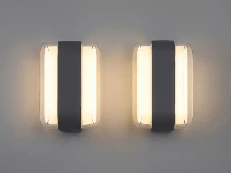 meineWunschleuchte 2er Set moderne LED Außenwandleuchten aus Metall Anthrazit, Höhe 16cm Letzte Chance