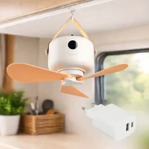 Gratis Versand meineWunschleuchte Kleiner Akku Deckenventilator mit Licht und Fernbedienung, USB aufladbar Ø 27cm