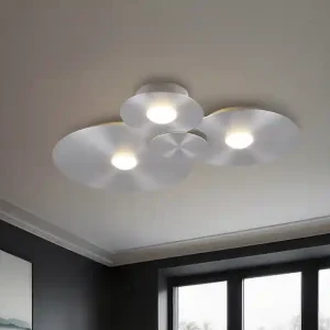 Nur Heute RL LIVE YOUR LIGHT Deckenleuchte GRAVITY flach, 3 Scheiben mit LED Ringen, Alu gebürstet, B: 69cm