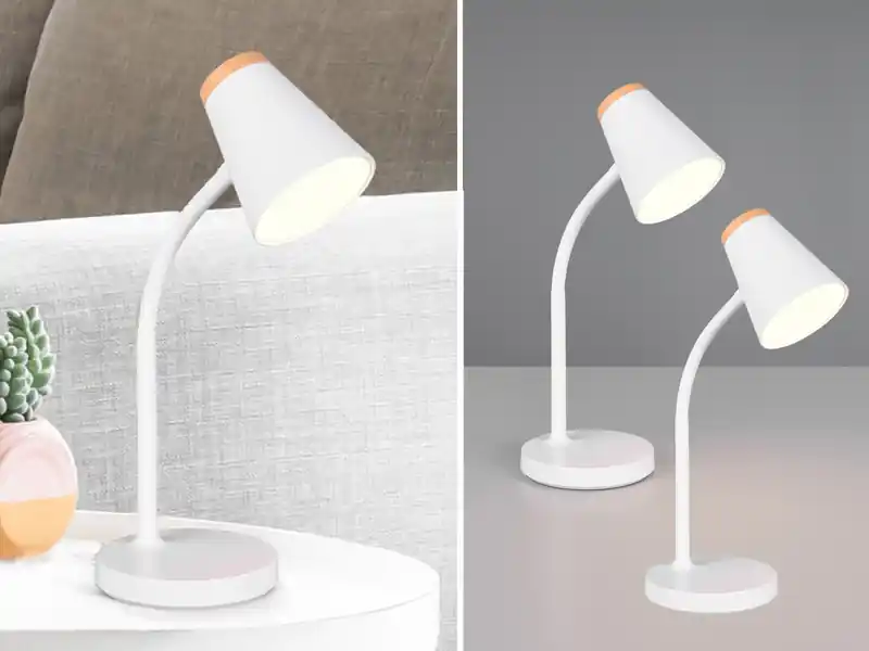 Aktuell meineWunschleuchte 2er SET LED Schreibtischlampen Weiß flexibel biegsam, Höhe 36cm