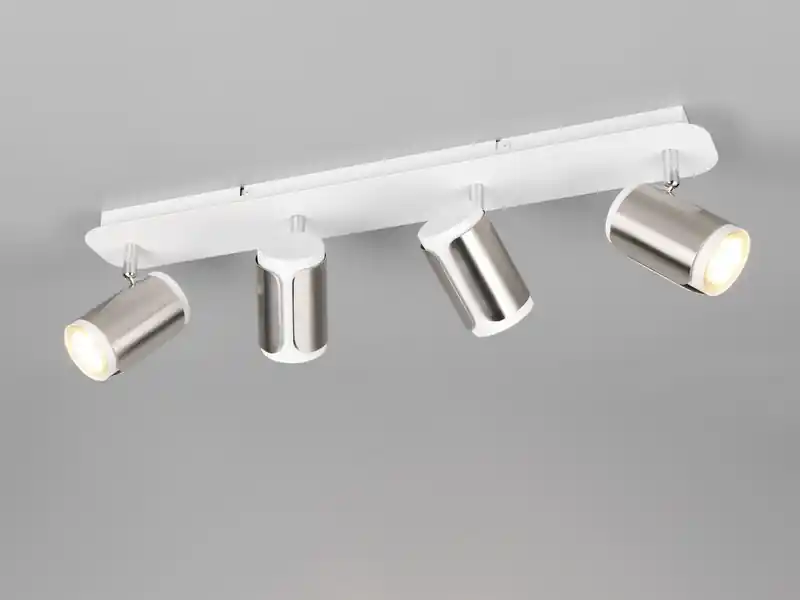 meineWunschleuchte LED Deckenstrahler 4-flammig Metall Weiß / Silber, Breite 60cm Solange Der Vorrat Reicht