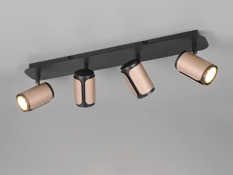 Kostenfreie Lieferung meineWunschleuchte LED Deckenstrahler 4-flammig Metall Schwarz / Coffee, Breite 60cm