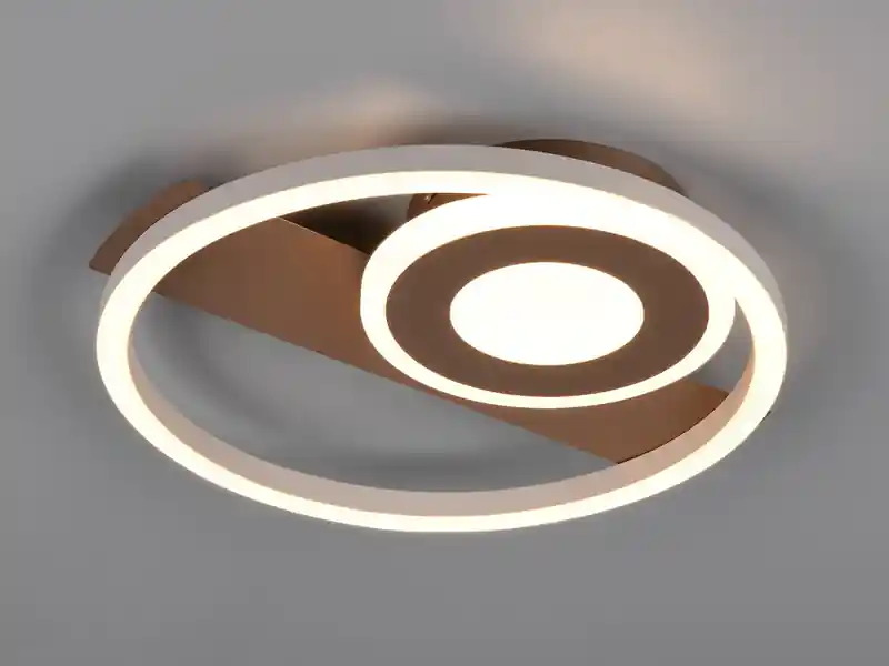 Neu RL LIVE YOUR LIGHT LED Decken- und Wandleuchte HORUS Metall in Coffee mit 2 Ringen, ultraflach 5cm