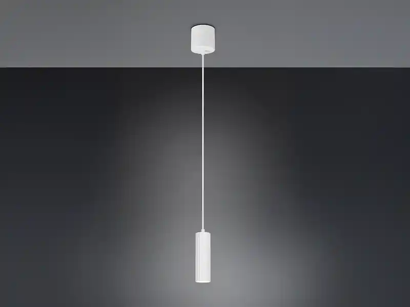 meineWunschleuchte Kleine LED Pendelleuchte einflammig aus Metall Weiß Ø 5,5cm Kostenloser Versand