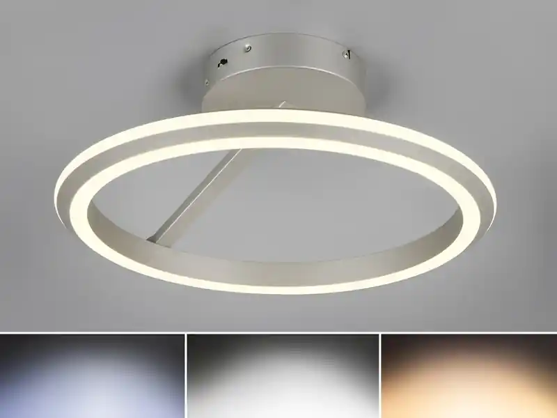 Neuheit Trio Leuchten LED Deckenleuchte AMADOR Metall Silber, dimmbar & Lichtfarbe einstellbar Ø 45cm