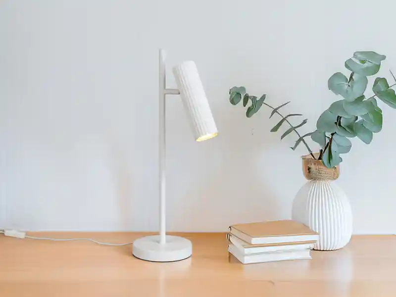 meineWunschleuchte Große LED Tischleuchte Metall Weiß mit schwenkbarem Spot, Höhe 50cm Preisknaller