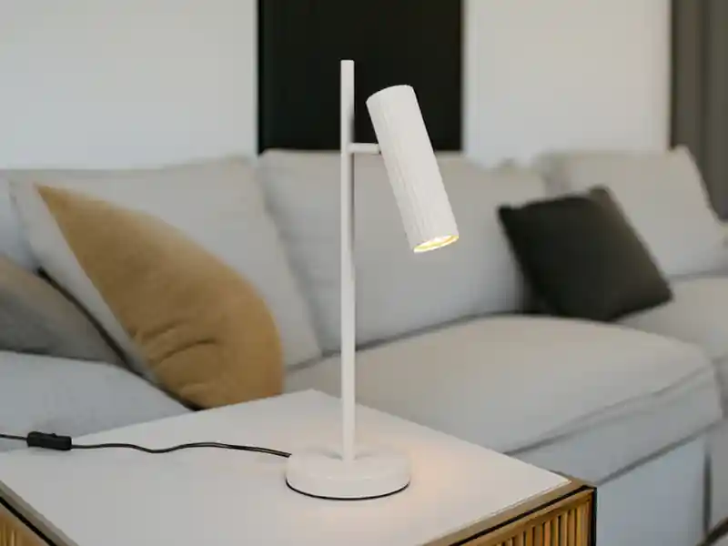 Beliebt meineWunschleuchte Große LED Tischleuchte Metall Hellgrau mit schwenkbarem Spot, Höhe 50cm