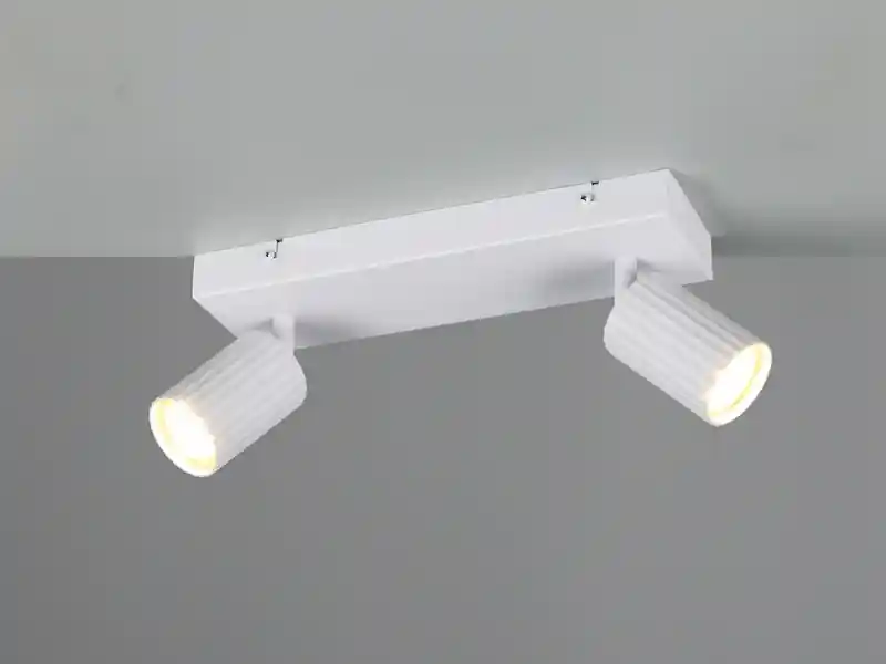 Kracherpreis meineWunschleuchte LED Deckenstrahler 2-flammig aus Metall Weiß, Breite 30cm