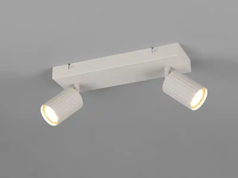 meineWunschleuchte LED Deckenstrahler 2-flammig aus Metall Hellgrau, Breite 30cm Kostenloser Versand