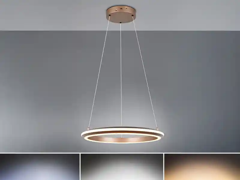 Trio Leuchten LED Pendelleuchte AMADOR Metall Coffee, dimmbar & Lichtfarbe einstellbar Ø 45cm Markenprodukt
