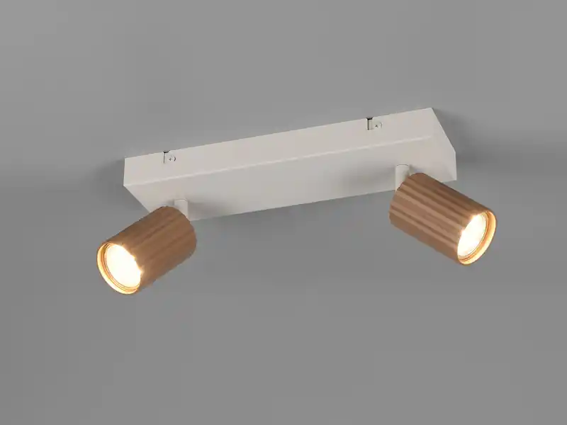 meineWunschleuchte LED Deckenstrahler 2-flammig aus Metall Hellgrau & Coffee, Breite 30cm Sichere Zahlung