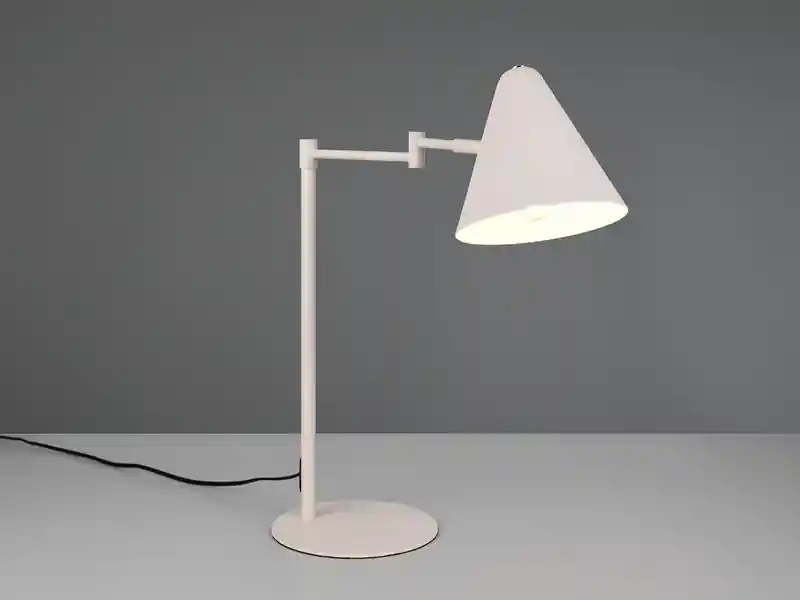 meineWunschleuchte Retro LED Schreibtischleuchte mit Schwenkarm aus Metall Hellgrau, Höhe 50,5cm Neue Kollektion