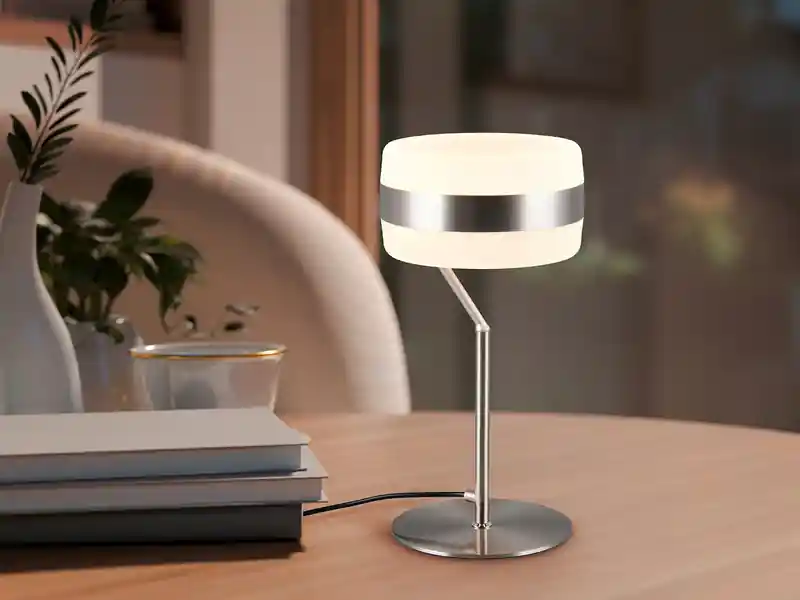 Preisreduziert Trio Leuchten LED Tischlampe DIOS dimmbar, Lichttemperatur einstellbar, Silber, Höhe 30cm