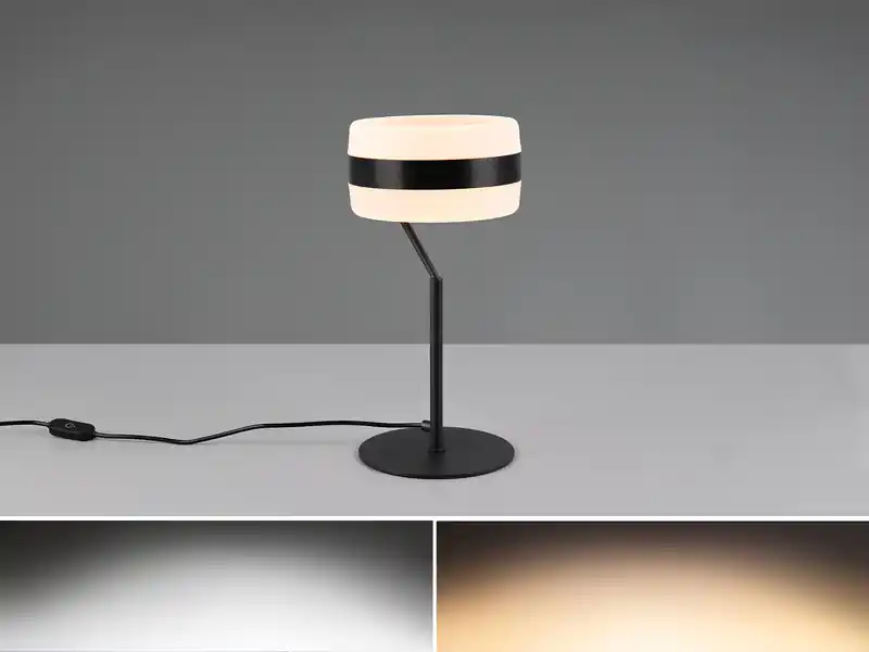 Sale Trio Leuchten LED Tischlampe DIOS dimmbar, Lichttemperatur einstellbar, Schwarz, Höhe 30cm