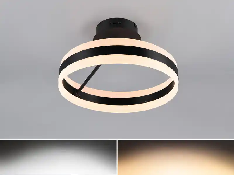 Wochenendangebot Trio Leuchten LED Deckenleuchte DIOS dimmbar, Lichttemperatur einstellbar, Schwarz Ø 40cm