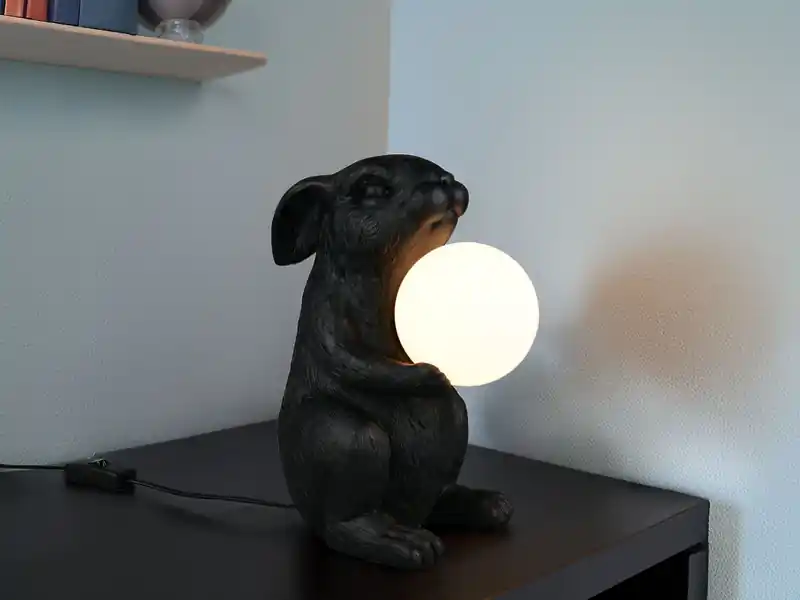Günstig meineWunschleuchte Besondere LED Tischleuchte Hasenlampe Schwarz, Höhe 28cm