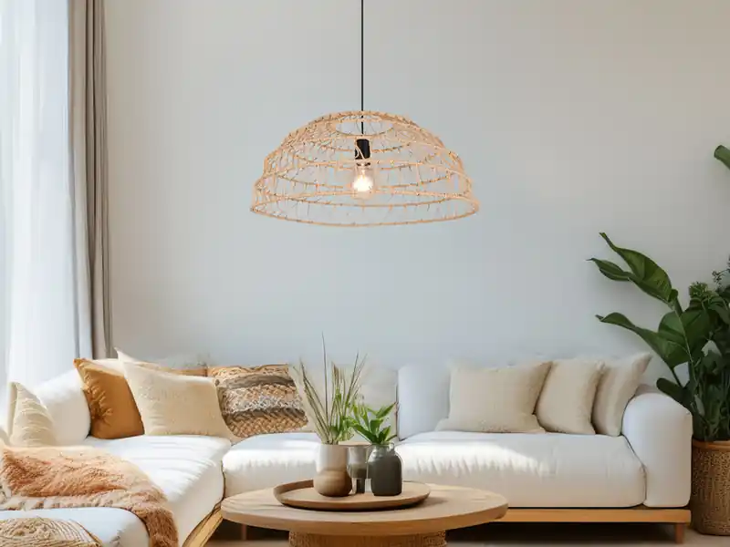 RL LIVE YOUR LIGHT Pendelleuchte PAULETTE mit Makramee Lampenschirm aus Papiergarn, Ø 60cm Meistverkauft