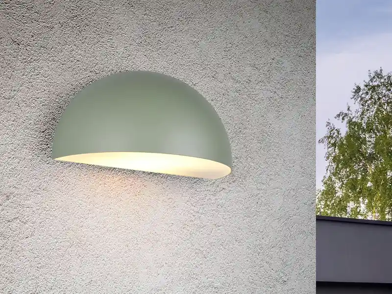 Trio Leuchten Halbrunde Downlight Außenwandleuchte MAAS Grün, Breite 27cm Versand Am Gleichen Tag