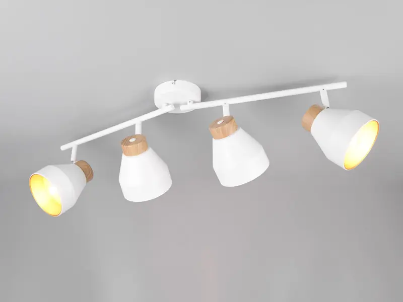 Bestseller meineWunschleuchte LED Deckenstrahler 4-flammig aus Metall Weiß innen Gold, Breite 71cm