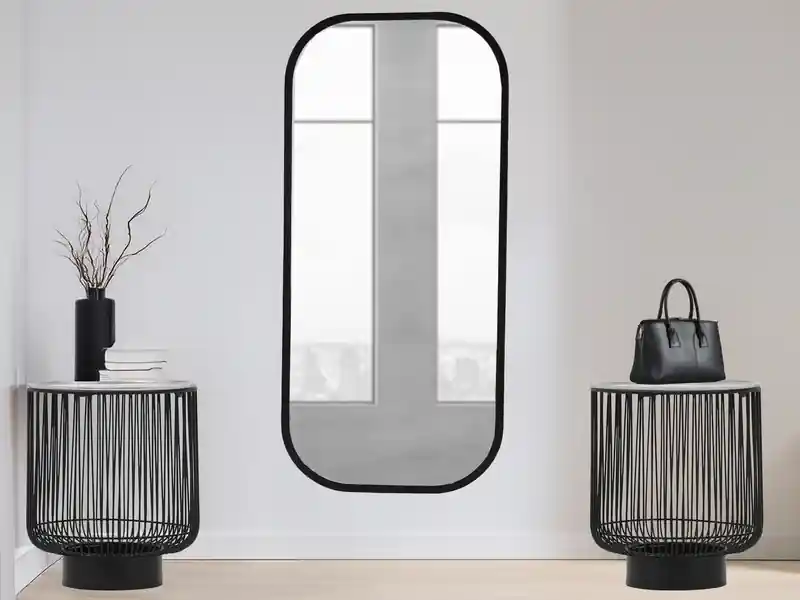 meineWunschleuchte Couchttisch 2 teilig Korbtisch Metall Schwarz mit Tischplatte Silber, Höhe 46cm Online Kaufen