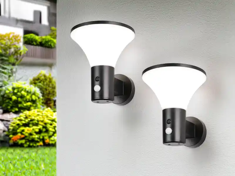 Jetzt Kaufen meineWunschleuchte 2er SET Außenwandleuchten mit Solar und Strom, Hybrid mit Bewegungsmelder