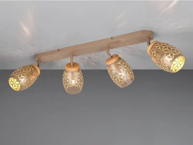 Günstig RL LIVE YOUR LIGHT Deckenstrahler BIDAR Coffee 4-flammig mit Stanzmuster, Breite 74cm