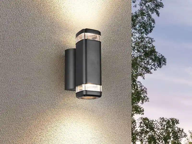meineWunschleuchte LED Up and Down Außenwandleuchte Schwarz, Höhe 21cm Solange Der Vorrat Reicht