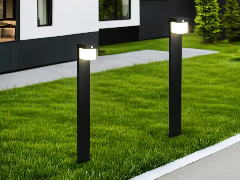 meineWunschleuchte 2er SET Wegeleuchten mit Solar und Strom, Hybrid mit Bewegungsmelder H: 100cm Preiswert